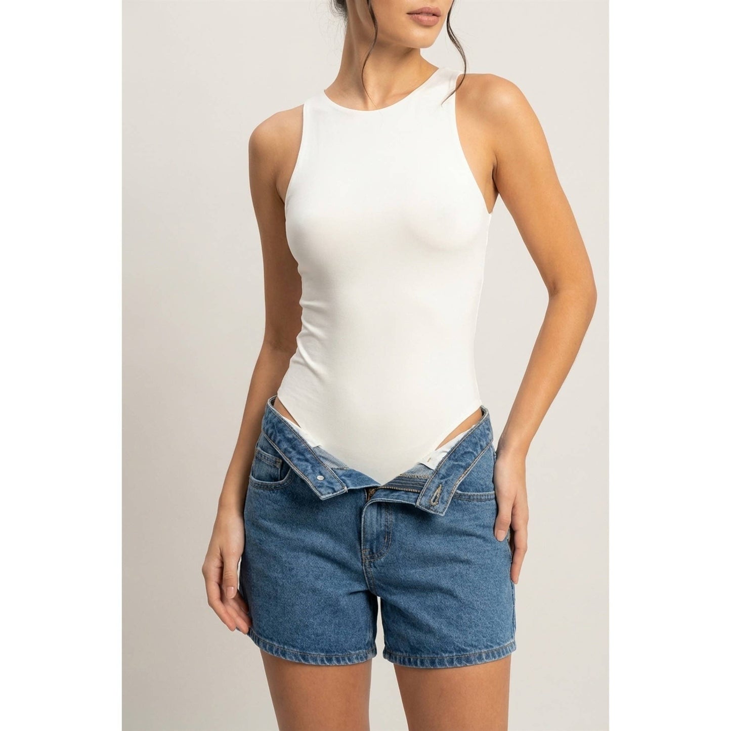 Sleeveless Tank Top Bodysuit OFF White