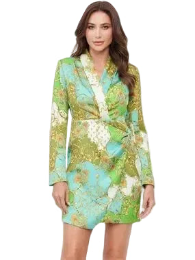 Green Jacquard Mini Dress