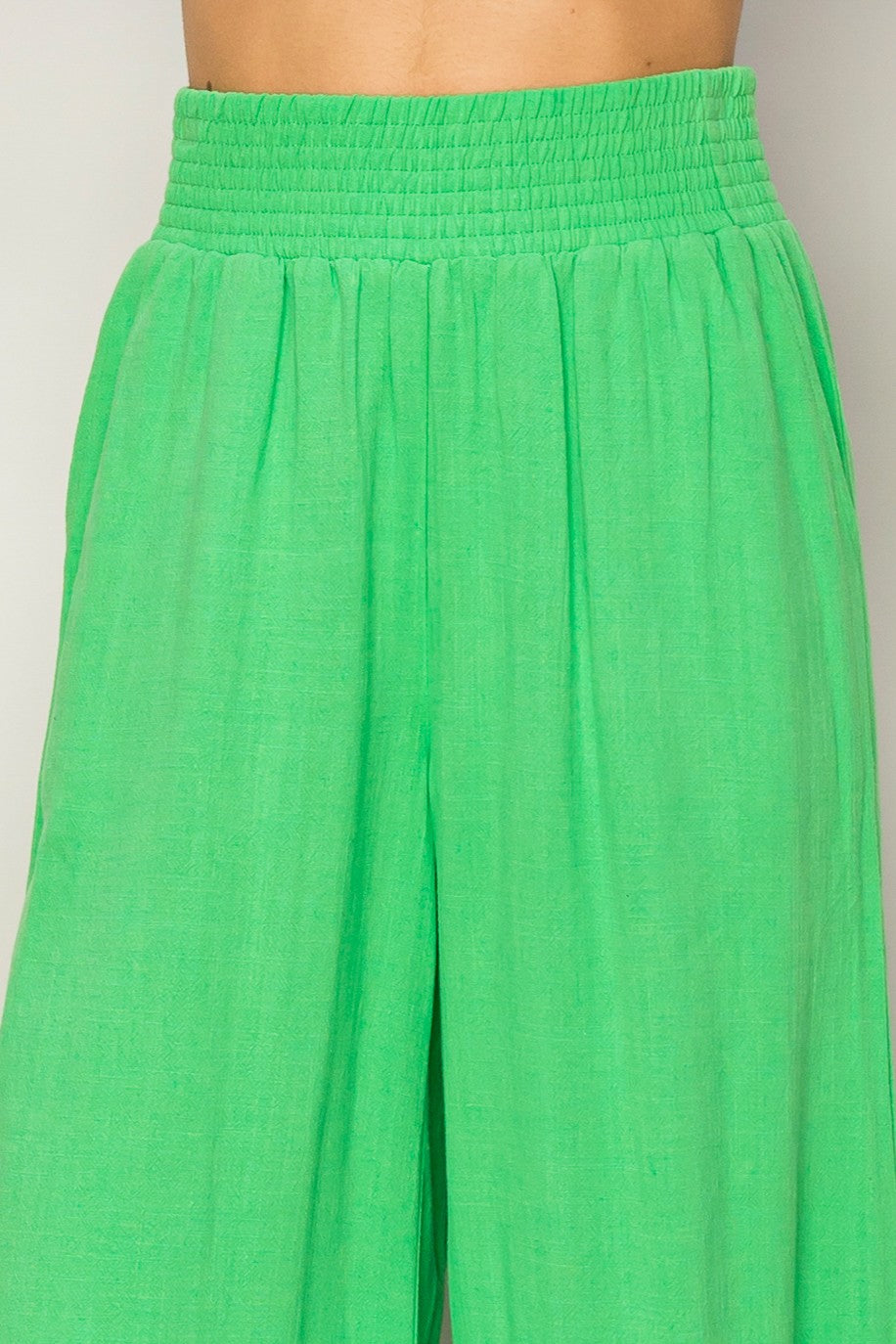 Linen High Waist Wide Leg Trousers