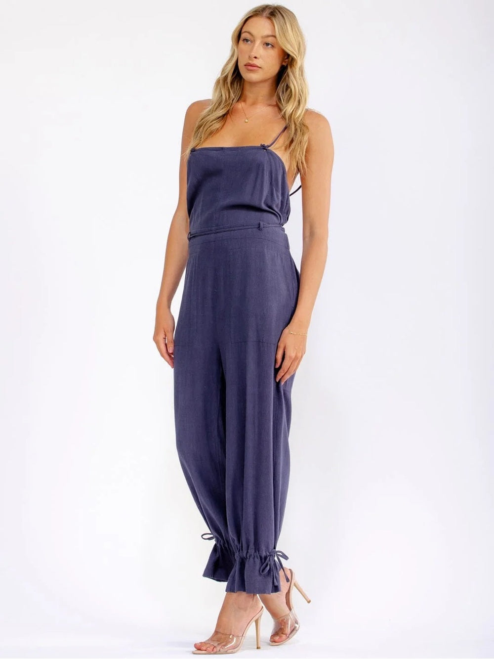 Jumpsuit Cotton Linen Open Back Jumpsuit