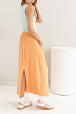 Linen Midi Skirt - Orange