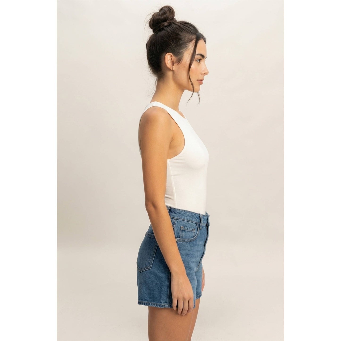 Sleeveless Tank Top Bodysuit OFF White