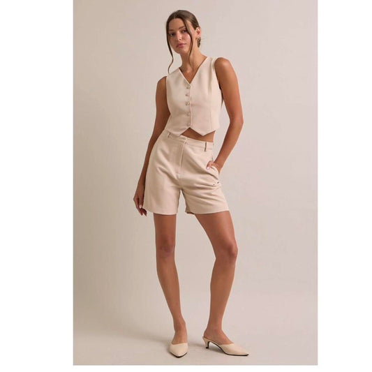 European Vest & Shorts Set | Women's 2-Piece Vacation Outfit