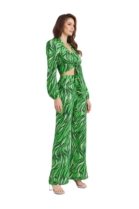 Eliii Matching Set | Women's Two-Piece Tie & Wide Leg Pants