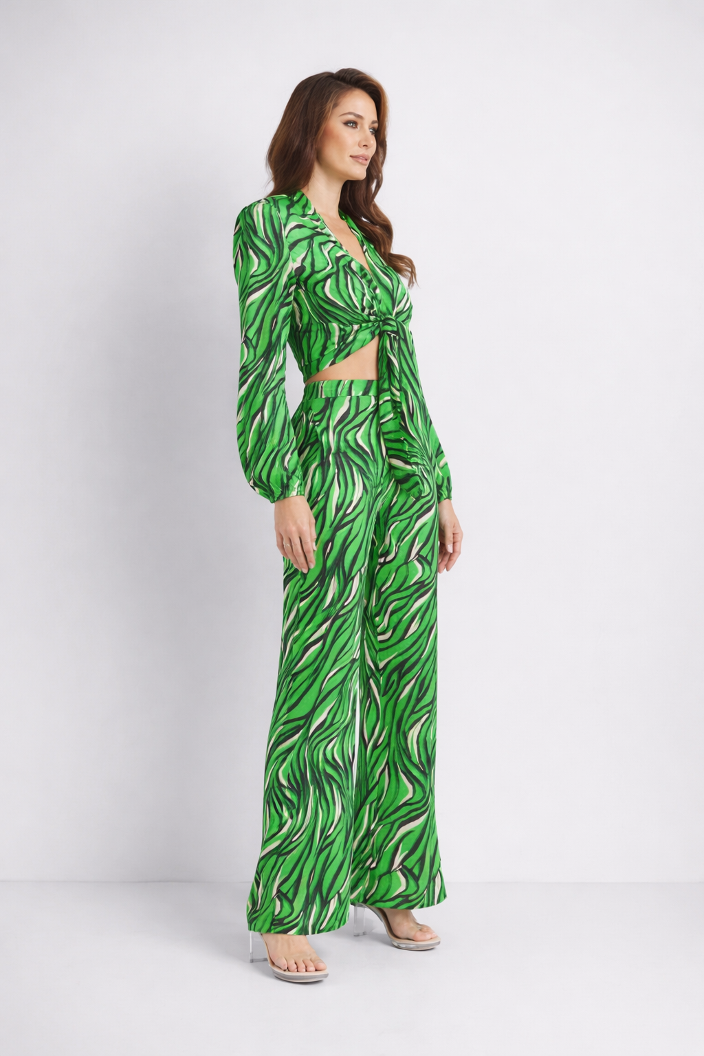 Eliii Matching Set | Women's Two-Piece Tie & Wide Leg Pants