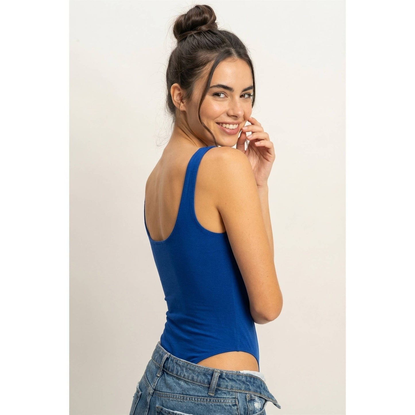 Scoop Neck Tank Bodysuit Cobalt Blue