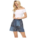Women's Patchwork Denim Bermuda Shorts - Blue
