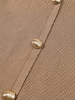 Mocha Wide Leg Pants & Gold Button Vest Set