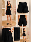 Boutique Black Embroidered Lace Shorts Lined Boho Chic