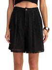 Boutique Black Embroidered Lace Shorts Lined Boho Chic