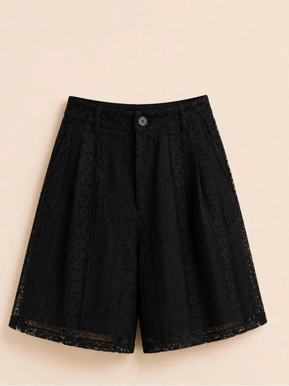 Boutique Black Embroidered Lace Shorts Lined Boho Chic