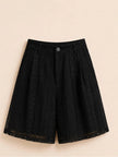 Boutique Black Embroidered Lace Shorts Lined Boho Chic