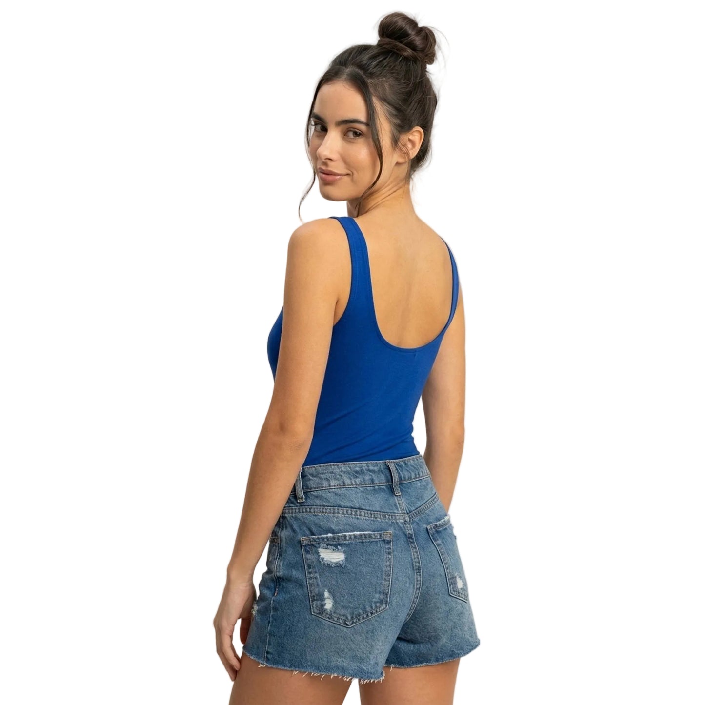 Scoop Neck Tank Bodysuit Cobalt Blue