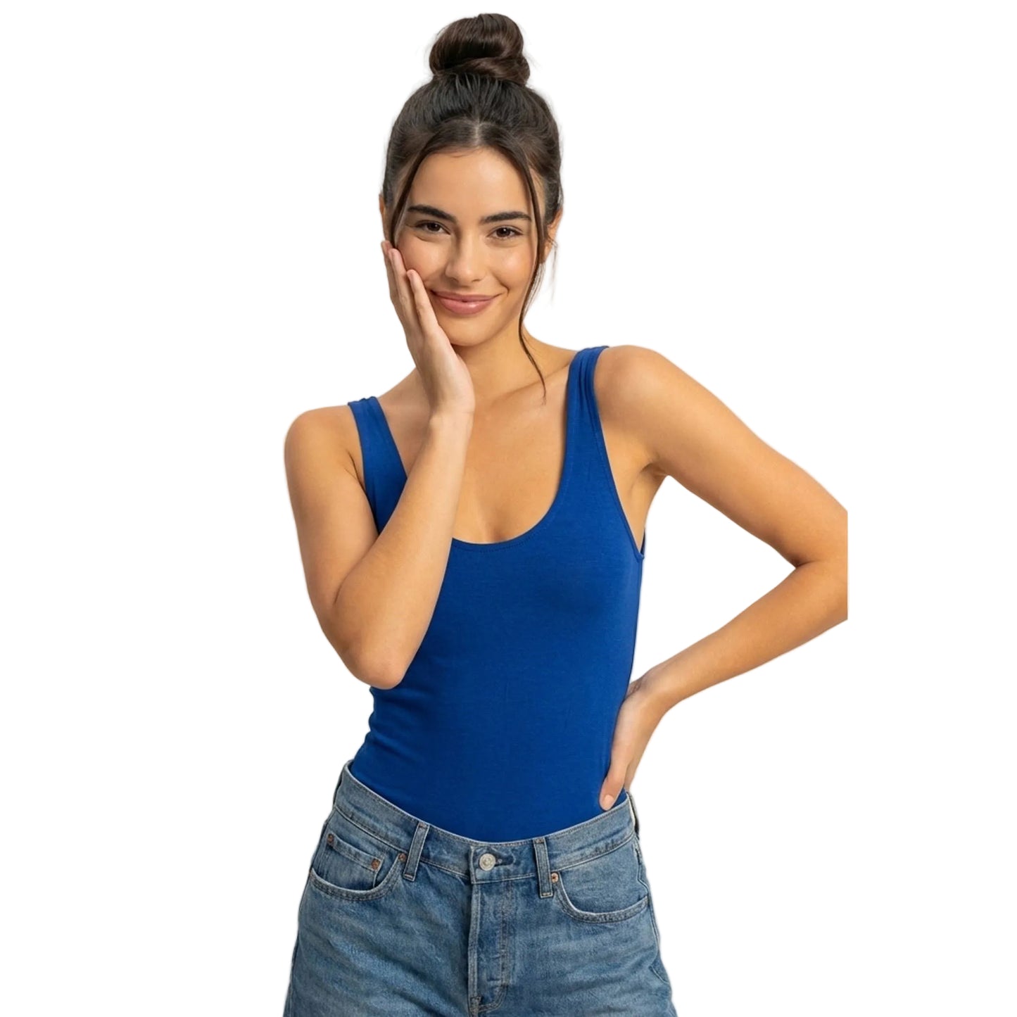 Scoop Neck Tank Bodysuit Cobalt Blue