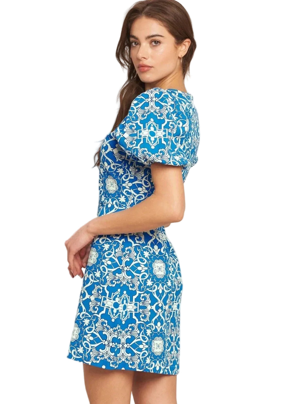 Jewel Neck Mini Crepe Cocktail A-Line Dress
