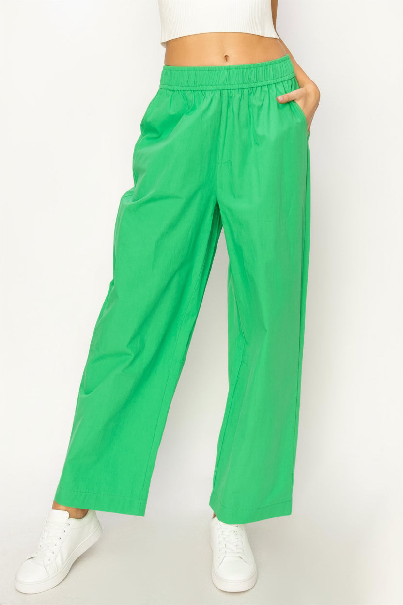 Wide Leg Poplin Pants