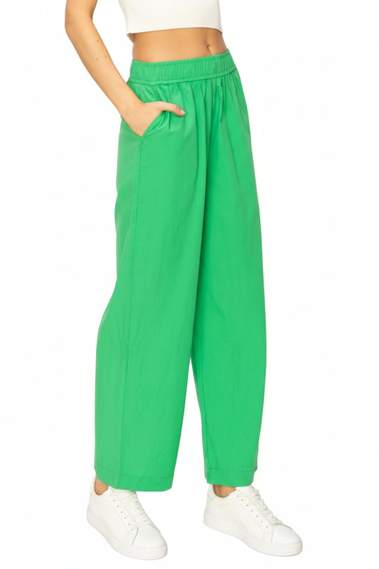 Wide Leg Poplin Pants