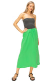 Linen Midi Skirt - Green