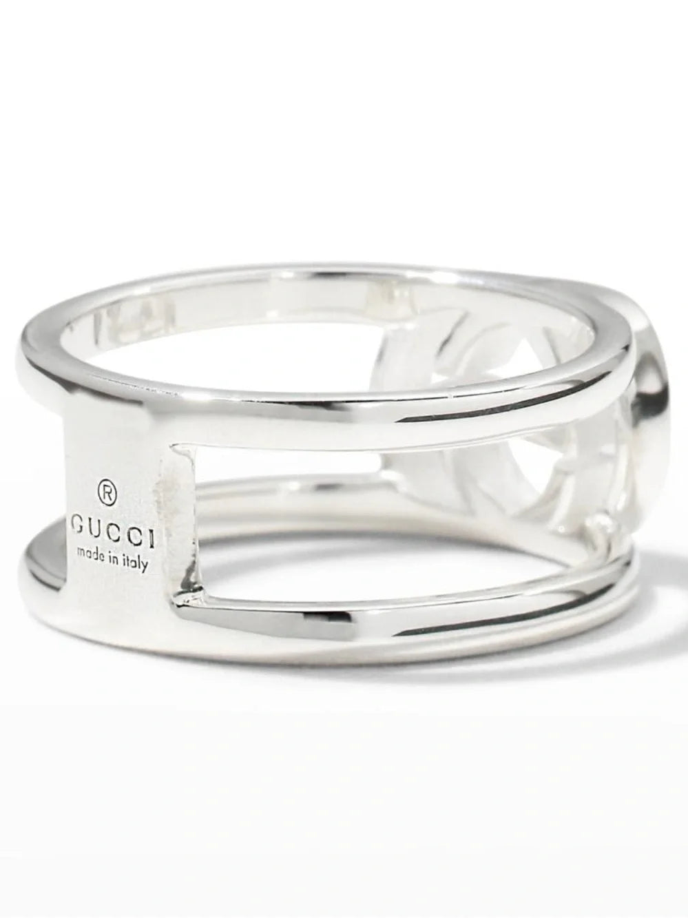 Gucci Interlocking G 9mm Ring Sterling Silver 925 Size 16 US 7.5 with Box