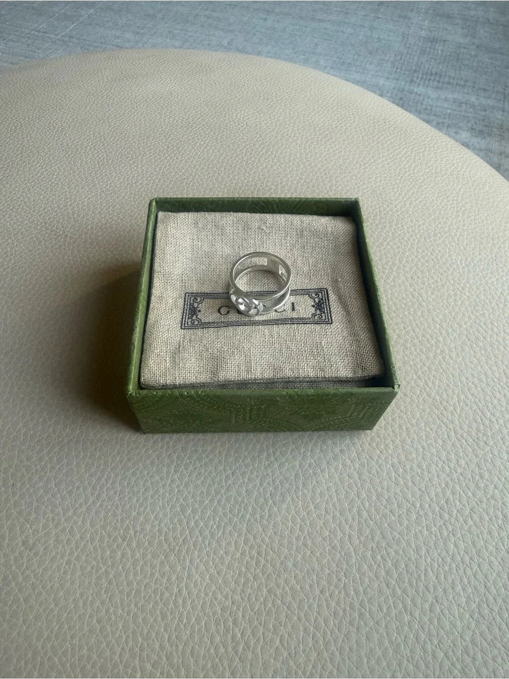 Gucci Interlocking G 9mm Ring Sterling Silver 925 Size 16 US 7.5 with Box