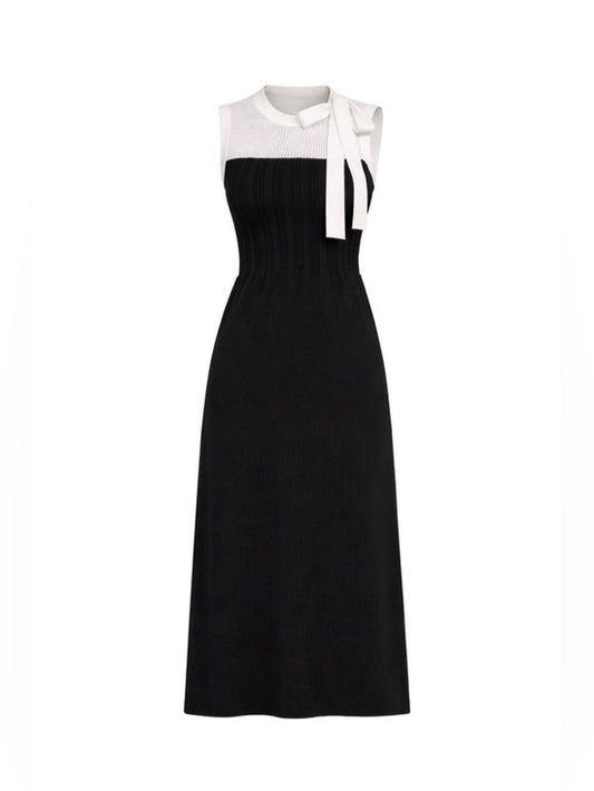 Black and White Bow Midi Dress