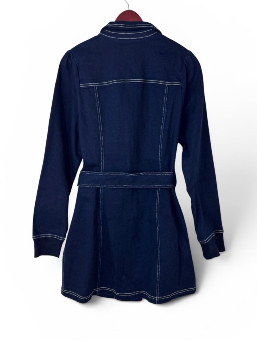 Pilcro Anthropologie Dark Navy Button-Front Belted Shirt Dress XL