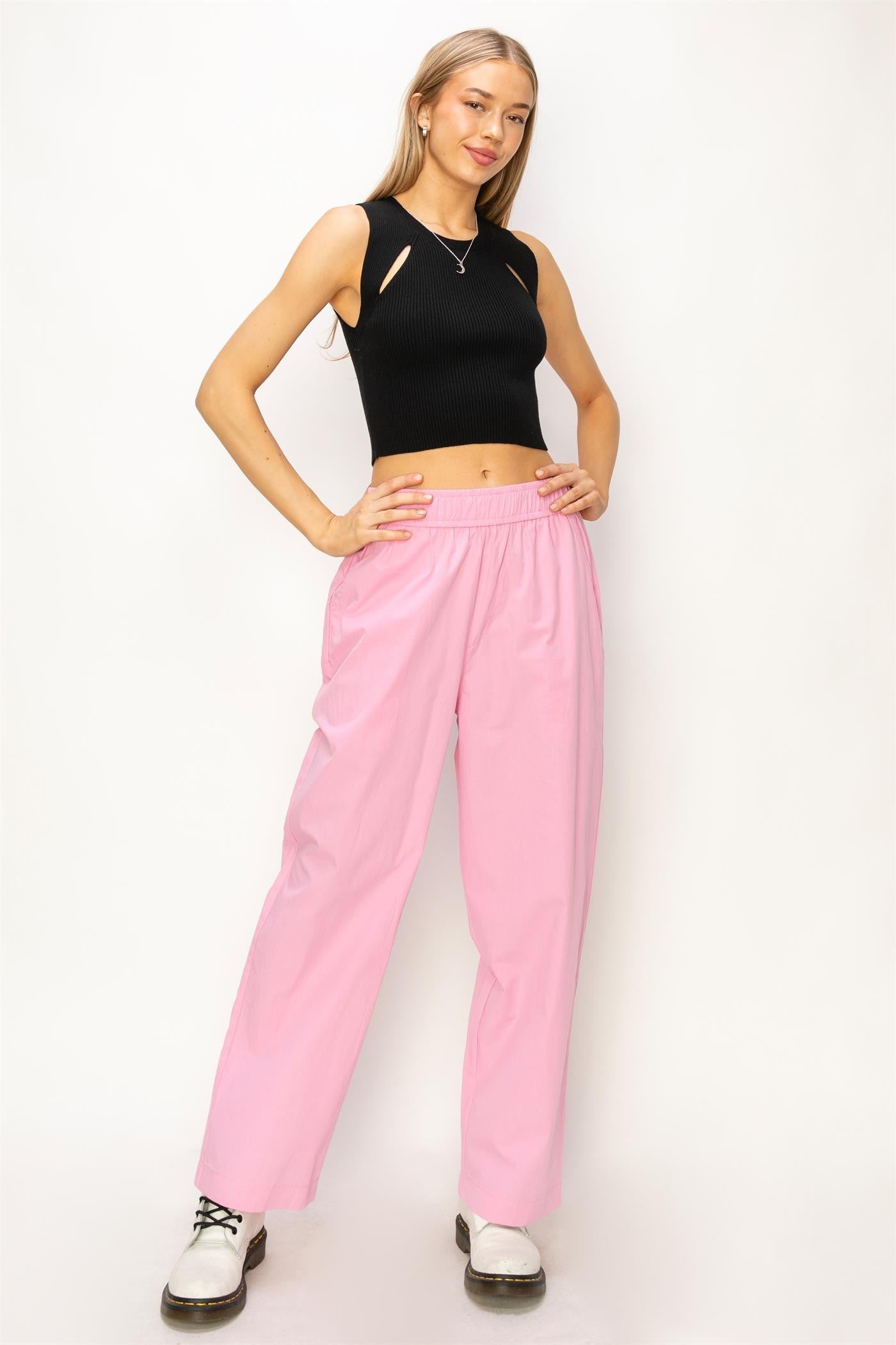 Wide Leg Poplin Pants (Copy)