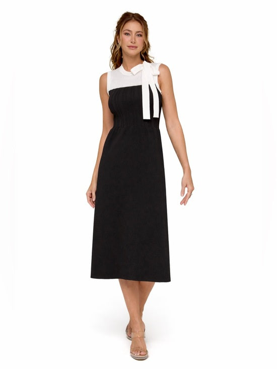 Black and White Bow Midi Dress