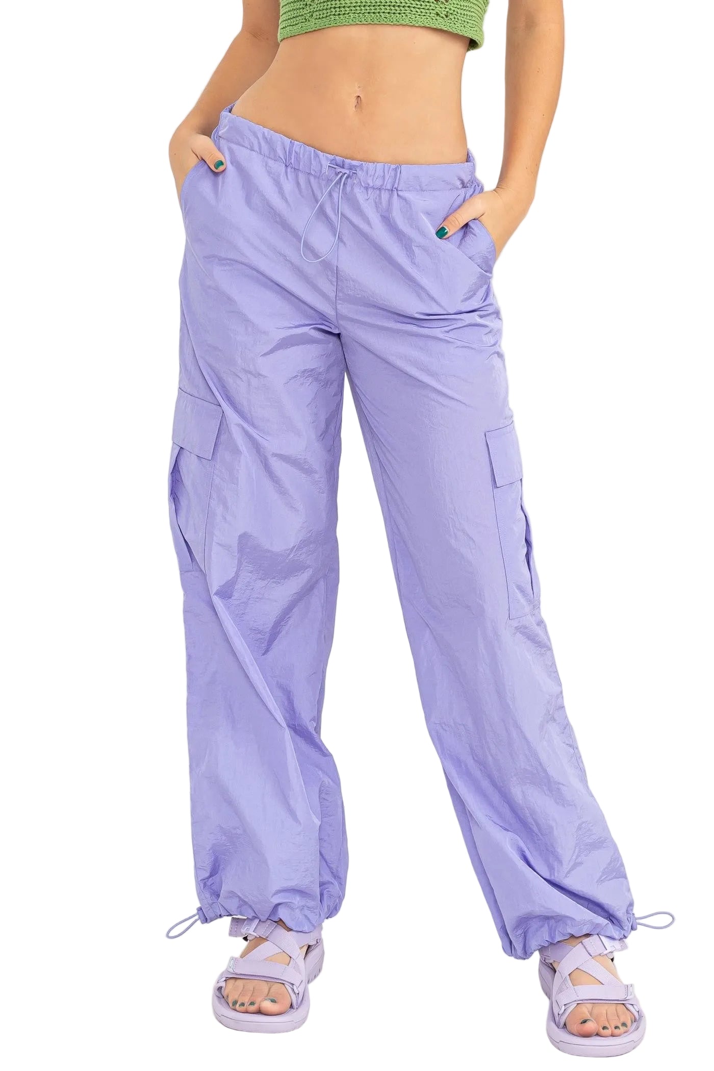 Low Rise Parachute Cargo Pants