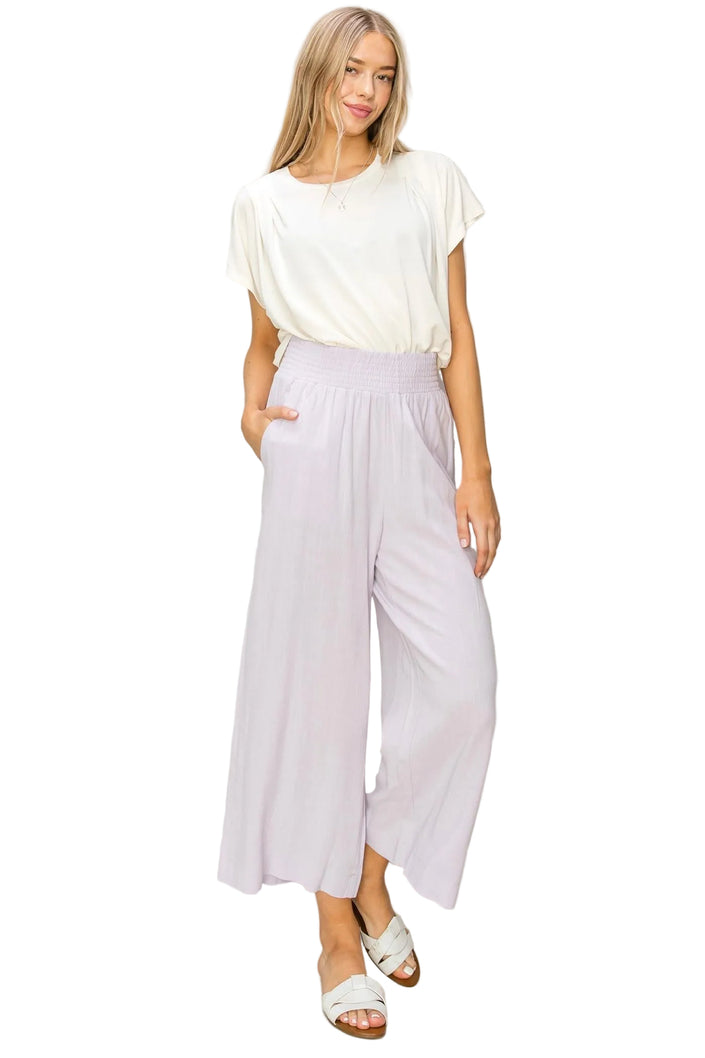 Linen High Waist Wide Leg Trousers Lavander