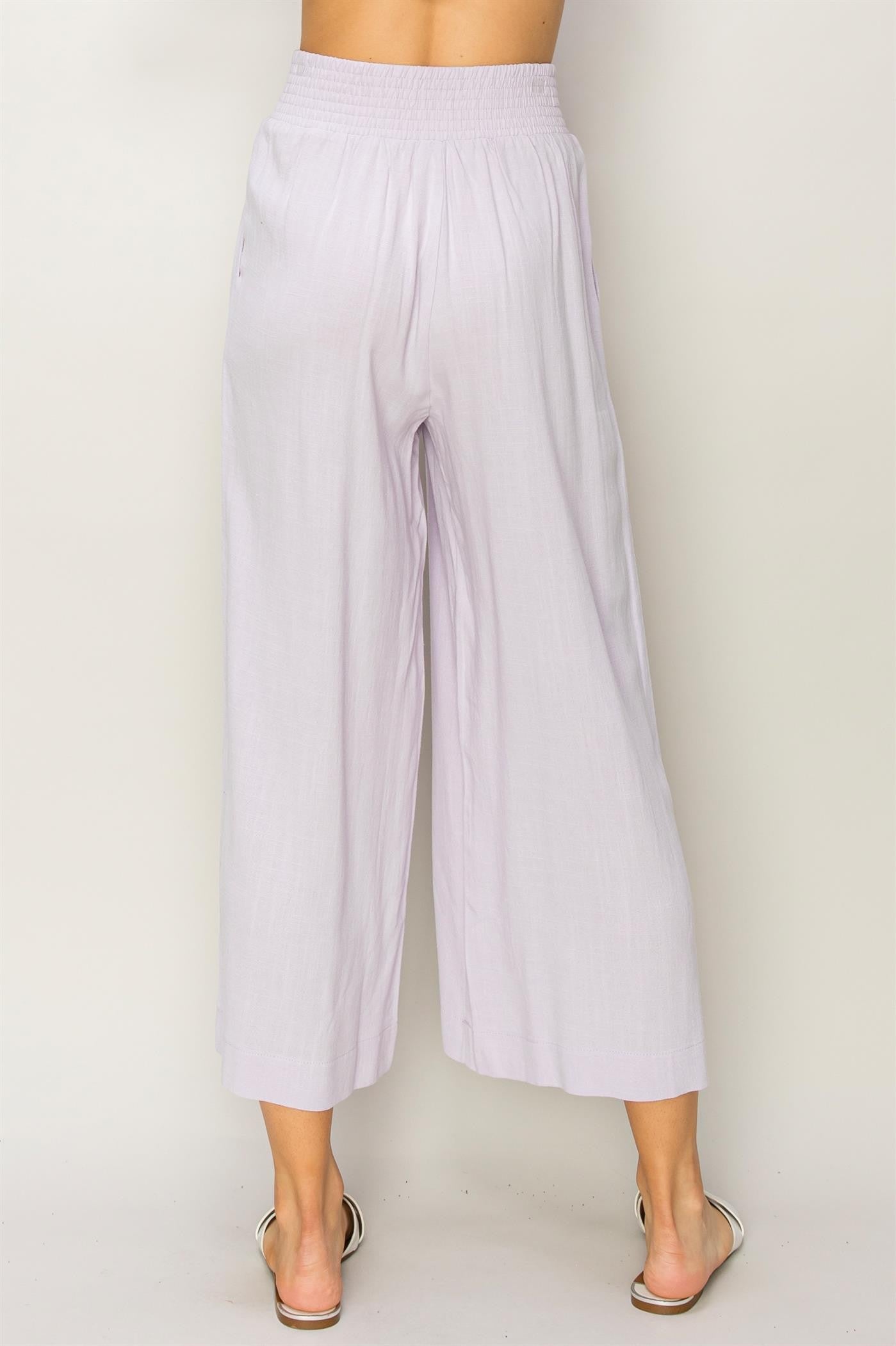 Linen High Waist Wide Leg Trousers Lavander