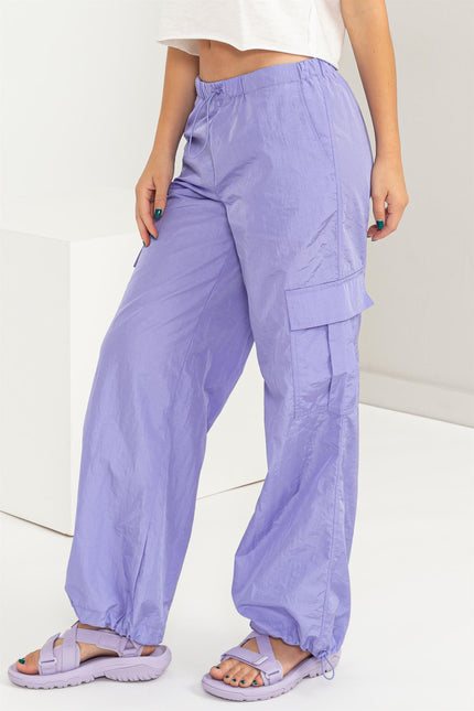 Low Rise Parachute Cargo Pants