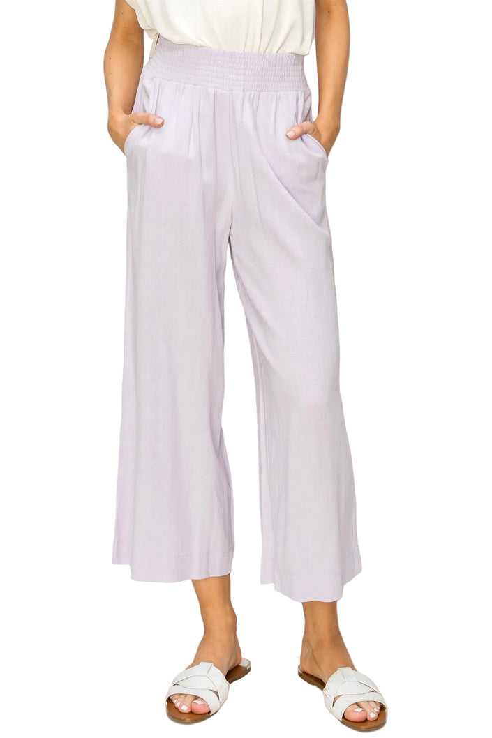 Linen High Waist Wide Leg Trousers Lavander