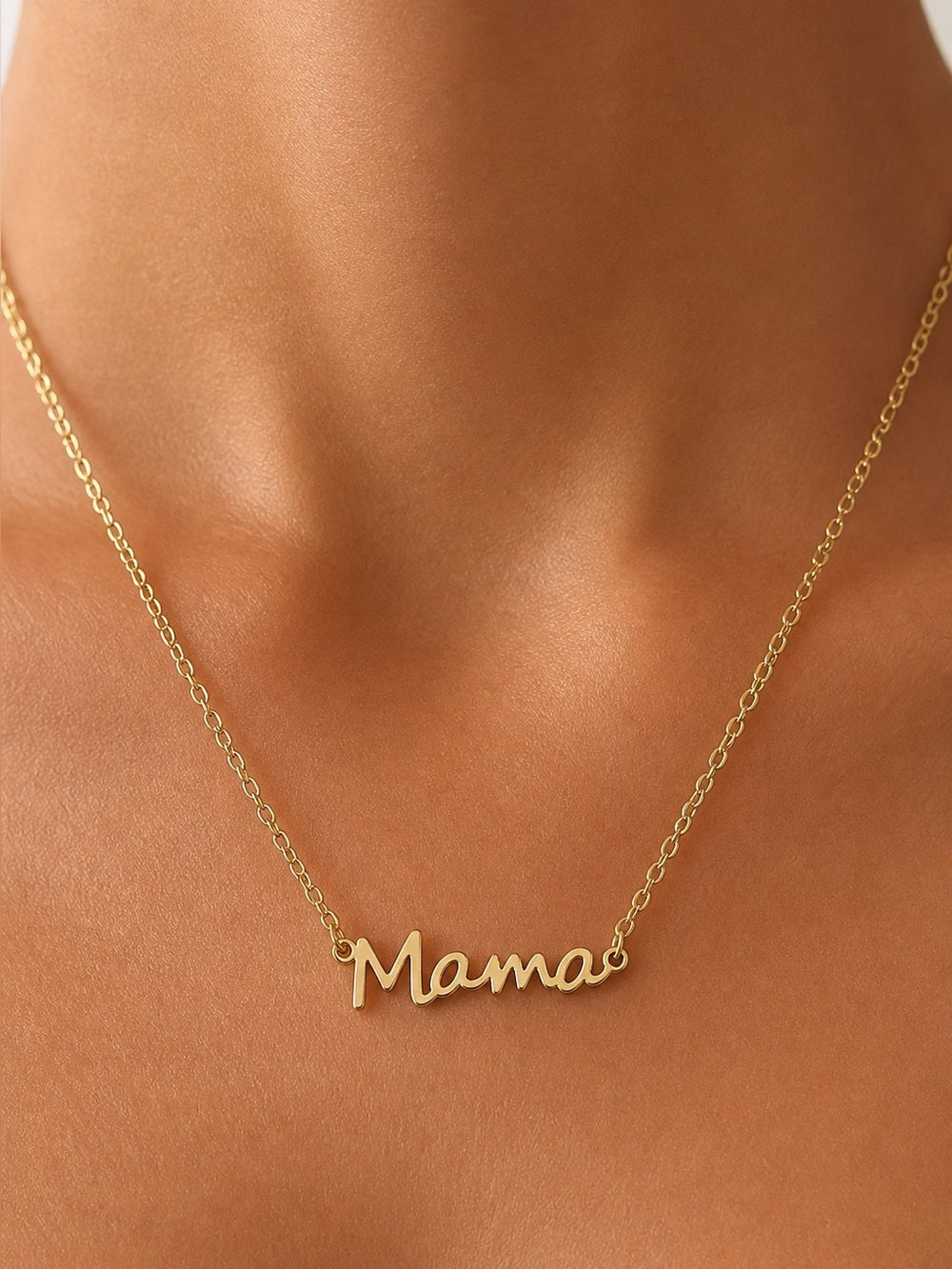 Mama Script Necklace in Gold