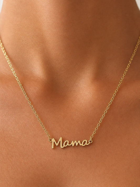 Mama Script Necklace in Gold