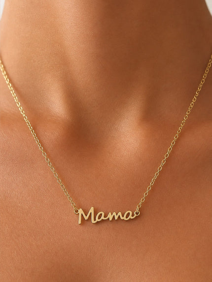 Mama Script Necklace in Gold