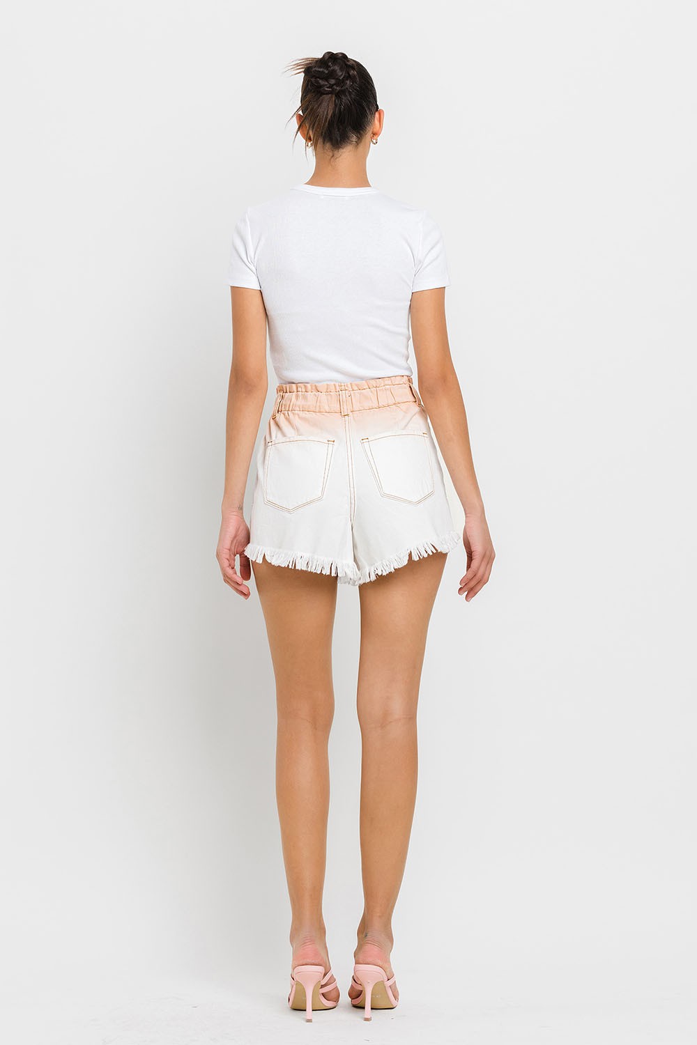 VERVET by Flying Monkey Super High Rise Paperbag Waistband Ombre Short