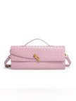 Woven Leather Shoulder Handbag with Detachable Chain