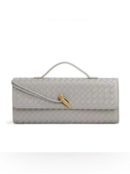 Woven Leather Shoulder Handbag with Detachable Chain