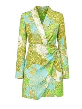 Green Jacquard Mini Dress