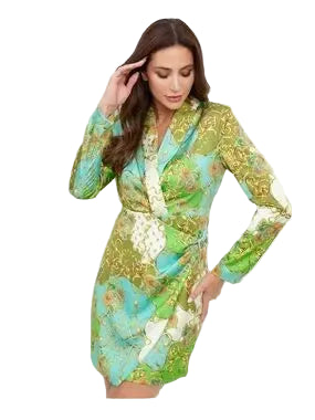 Green Jacquard Mini Dress