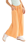 Linen Midi Skirt - Orange
