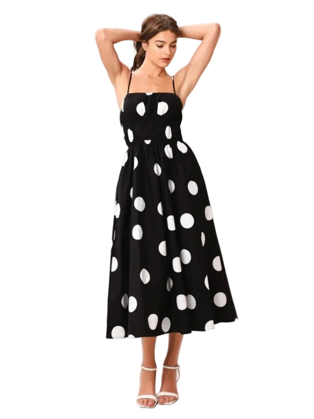 Black & White Polka Dot Midi Dress