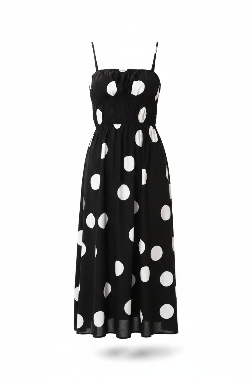 Black & White Polka Dot Midi Dress