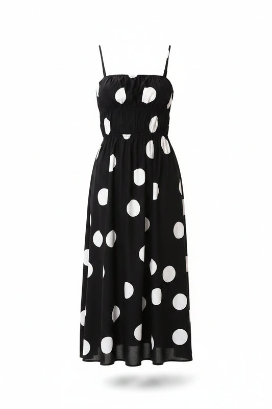 Black & White Polka Dot Midi Dress