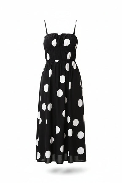 Black & White Polka Dot Midi Dress