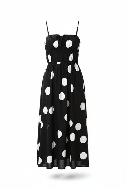 Black & White Polka Dot Midi Dress