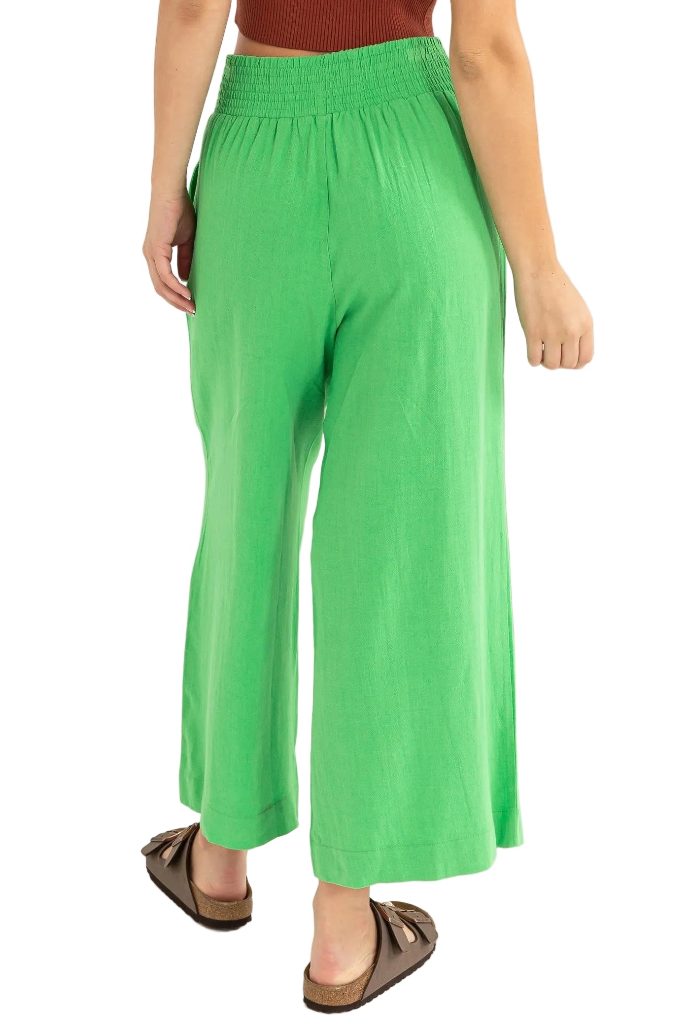 Linen High Waist Wide Leg Trousers