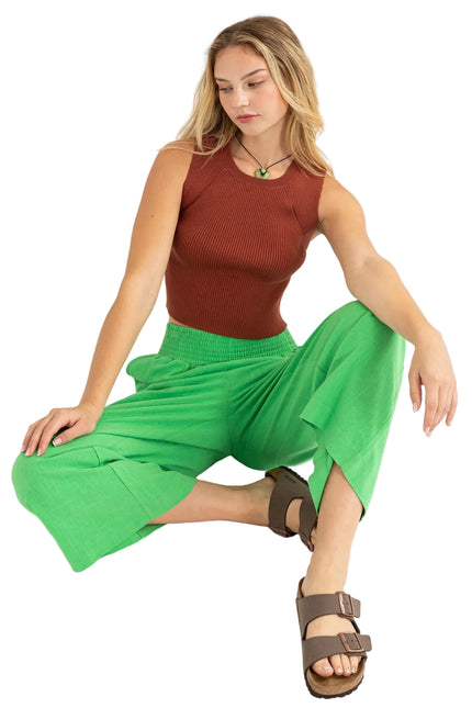 Linen High Waist Wide Leg Trousers