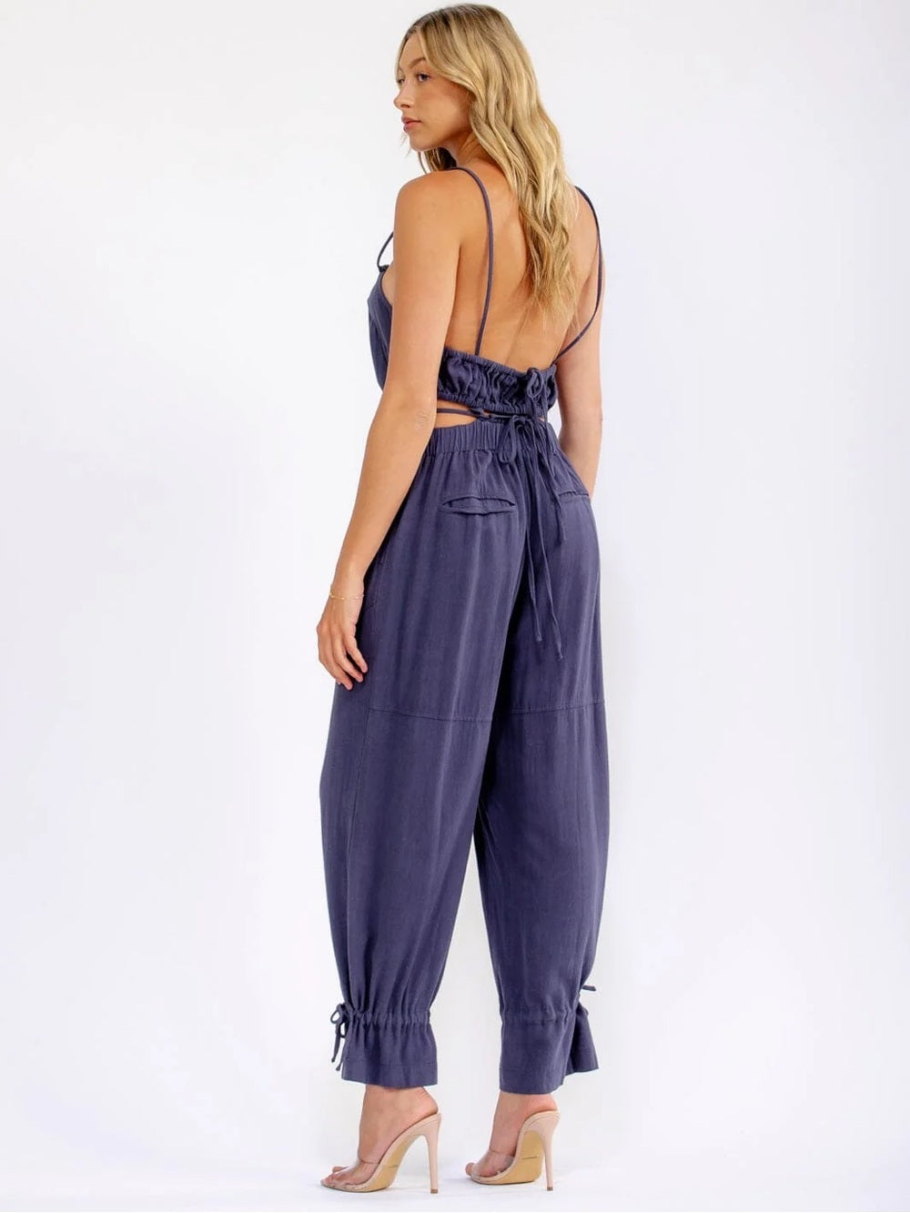 Jumpsuit Cotton Linen Open Back Jumpsuit